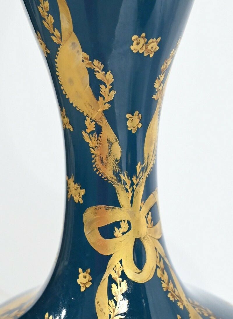 Pair Of Gien Ceramic Vases   Late 19th Century photo vintage