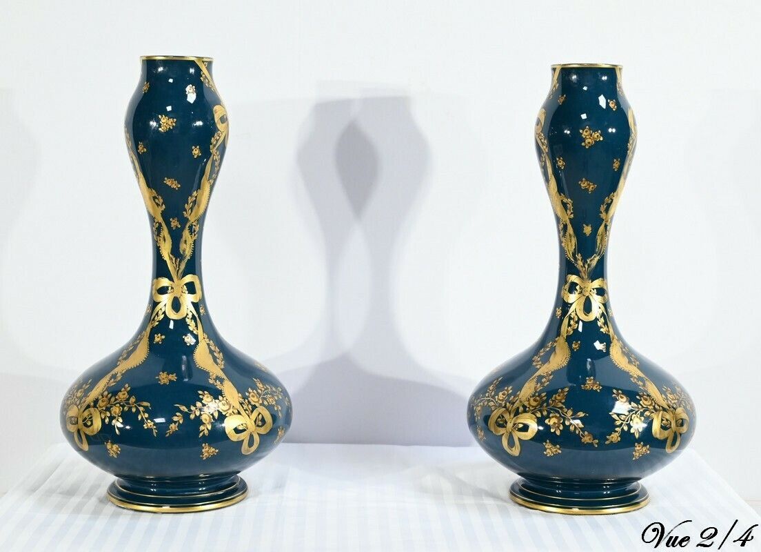 photo vinterior Pair Of Gien Ceramic Vases   Late 19th Century