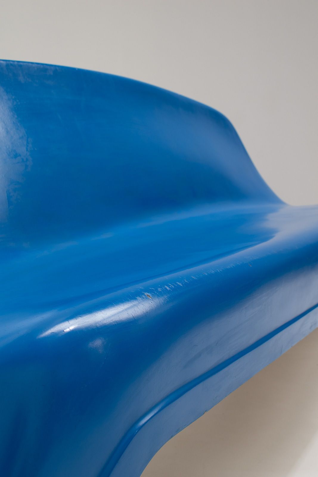 Blue Fiberglass Bench By Walter Papst For Wilkhahn, Germany, 1960s photo vintage