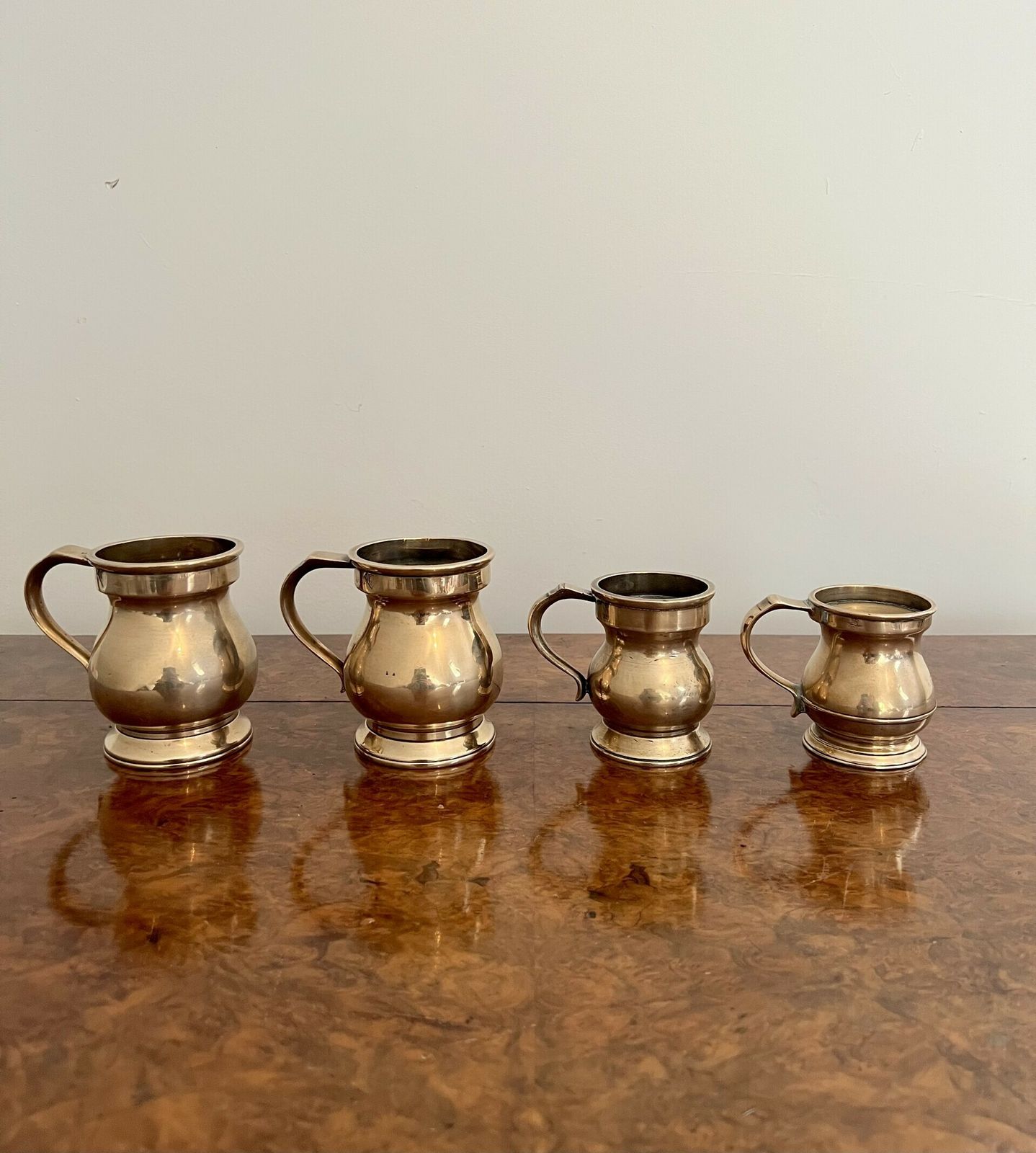 Rare Set Of Four Victorian Bell Shaped Tankards photo for sale