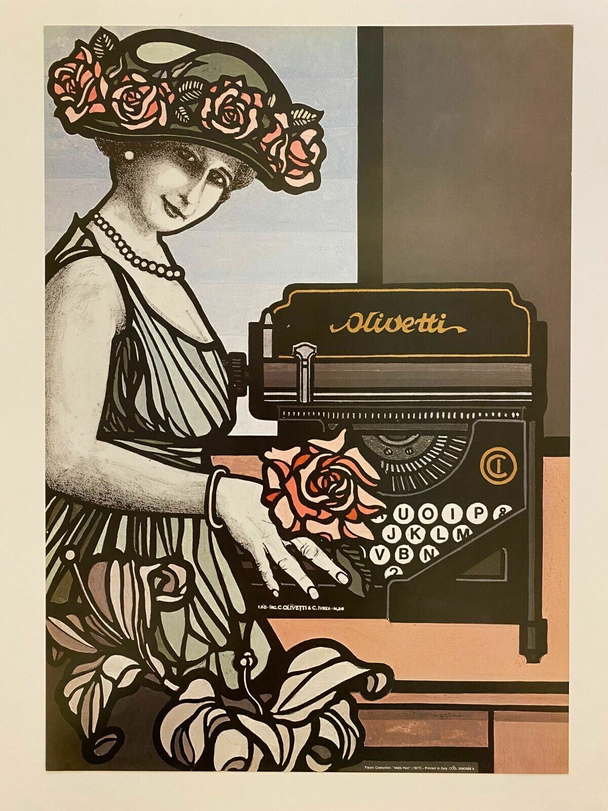 Flavio Costantini, 1977   Olivetti   Original Advertising Poster 68 X 48 Cm photo furniture