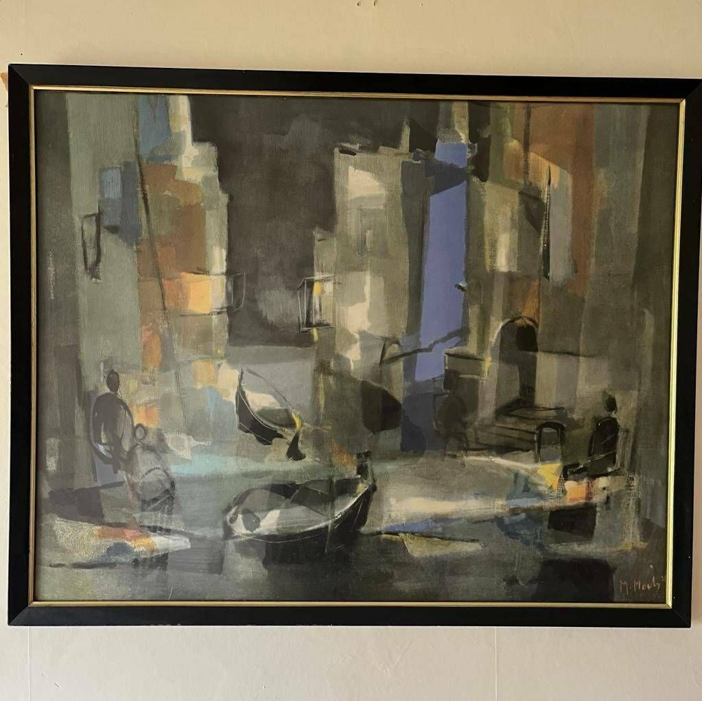 Framed Print Of Spanish Market Cubist Style By M Mouly
