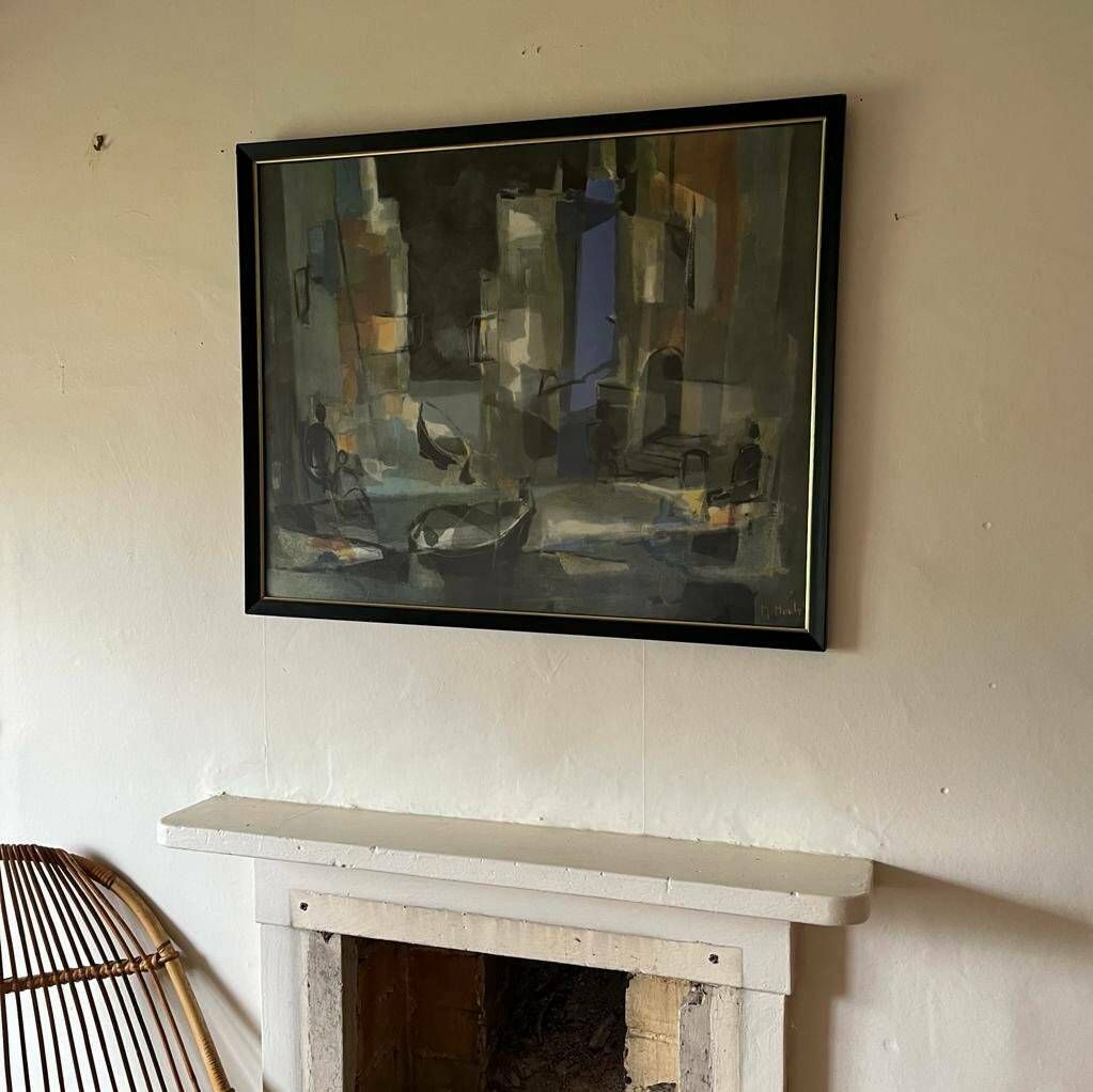 Framed Print Of Spanish Market Cubist Style By M Mouly photo furniture