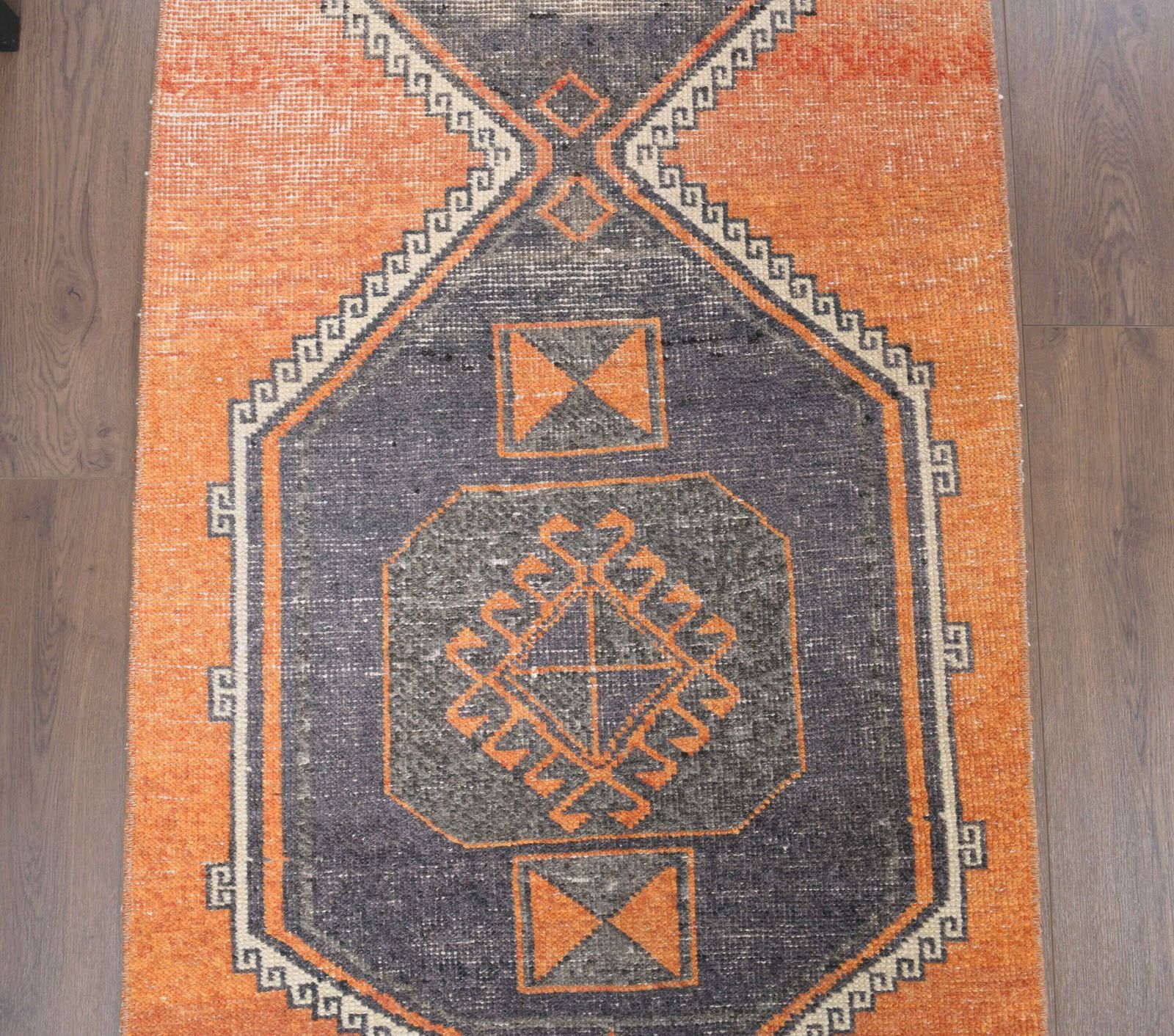 3x9 Vintage Runner Turkish, Oushak Rug, Handmade Wool Rug, Orange Hallway Rugs, Rustic Boho Farmhouse Decor, One Of A Kind, Anatolian Carpet photo furniture