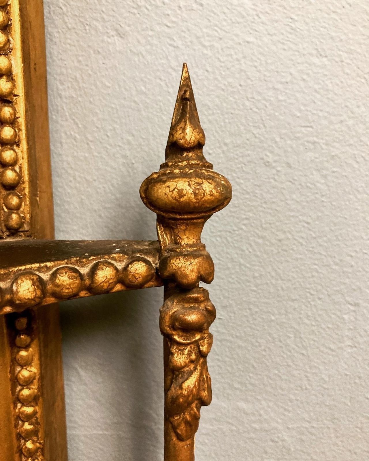 Victorian Gilt Gesso Arched Mirror With A Set Of 3 Shelves photo for sale