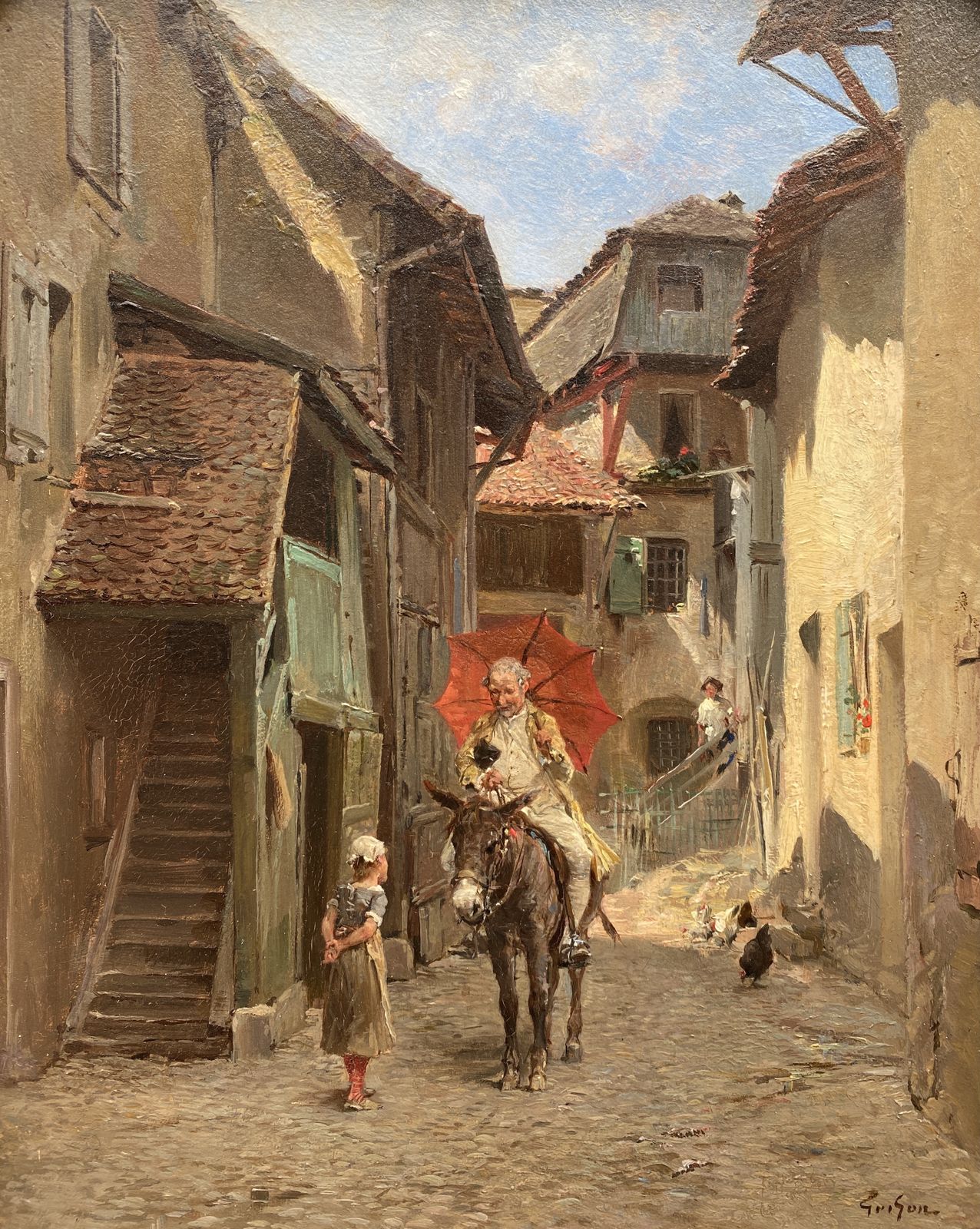 Francois Grison, Bordeaux 1845 – 1914 Genève, French Painter, Le Renseignement photo furniture