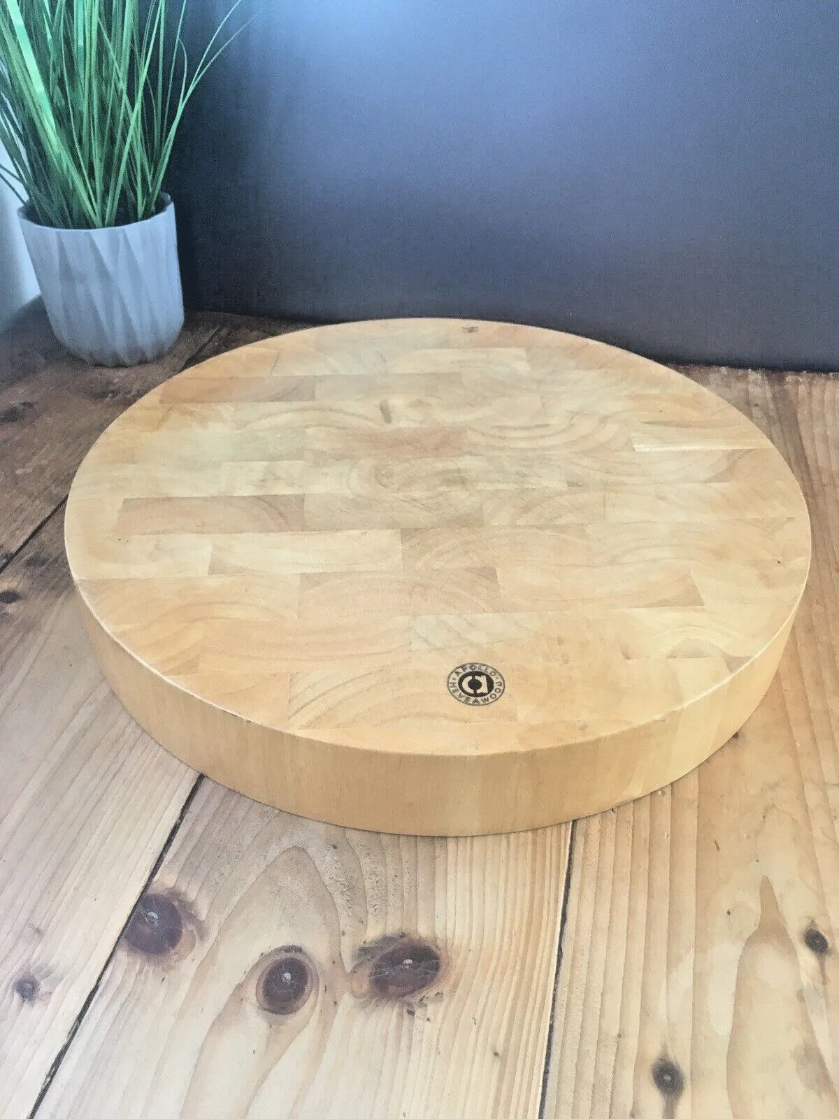 Heavy Chunky Vintage End Grain Rustic Chopping Butchers Block Apollo Heveawood photo for sale