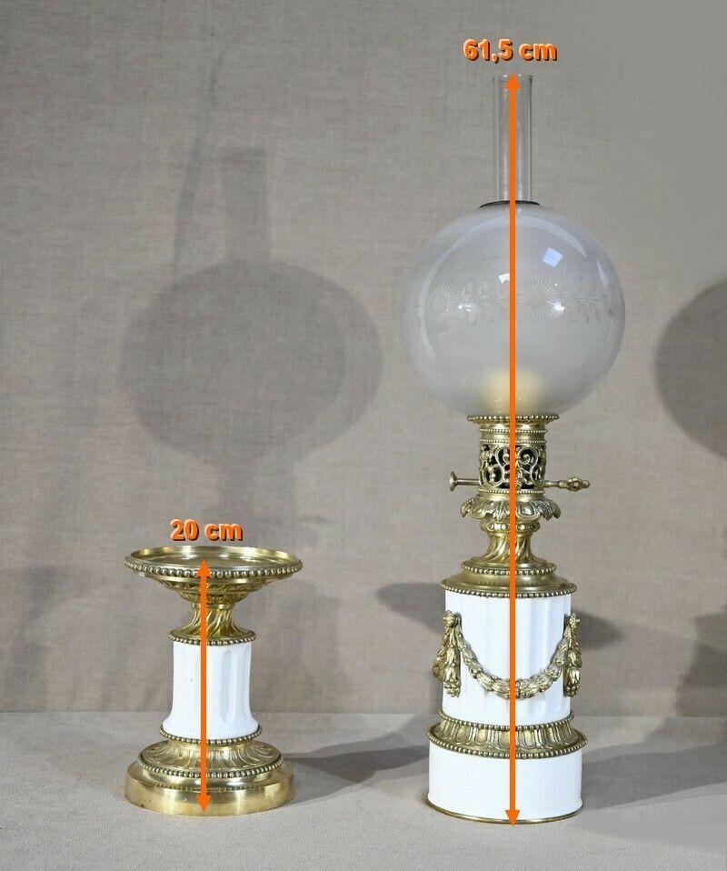 Ceramic Oil Lamp, Napoleon III Period   Mid 19th Century photo furniture