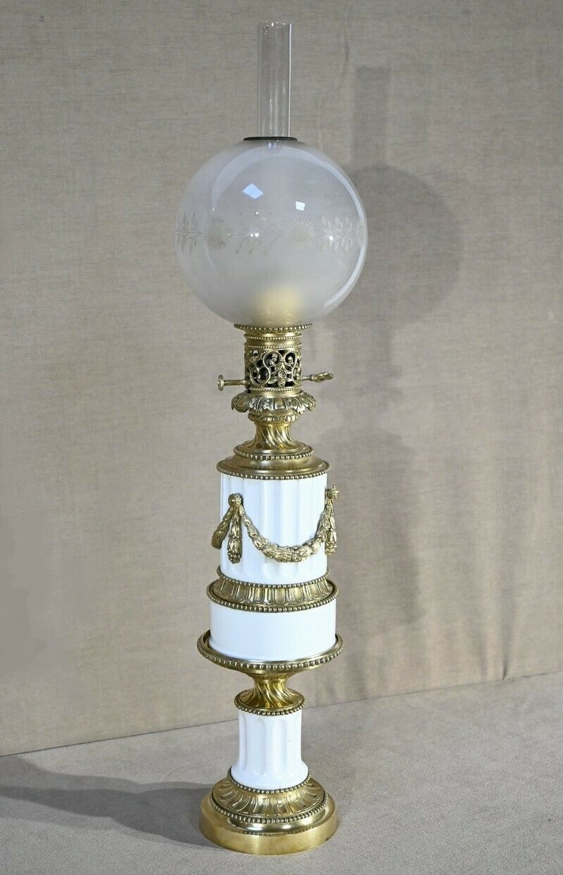 Ceramic Oil Lamp, Napoleon III Period   Mid 19th Century photo for sale