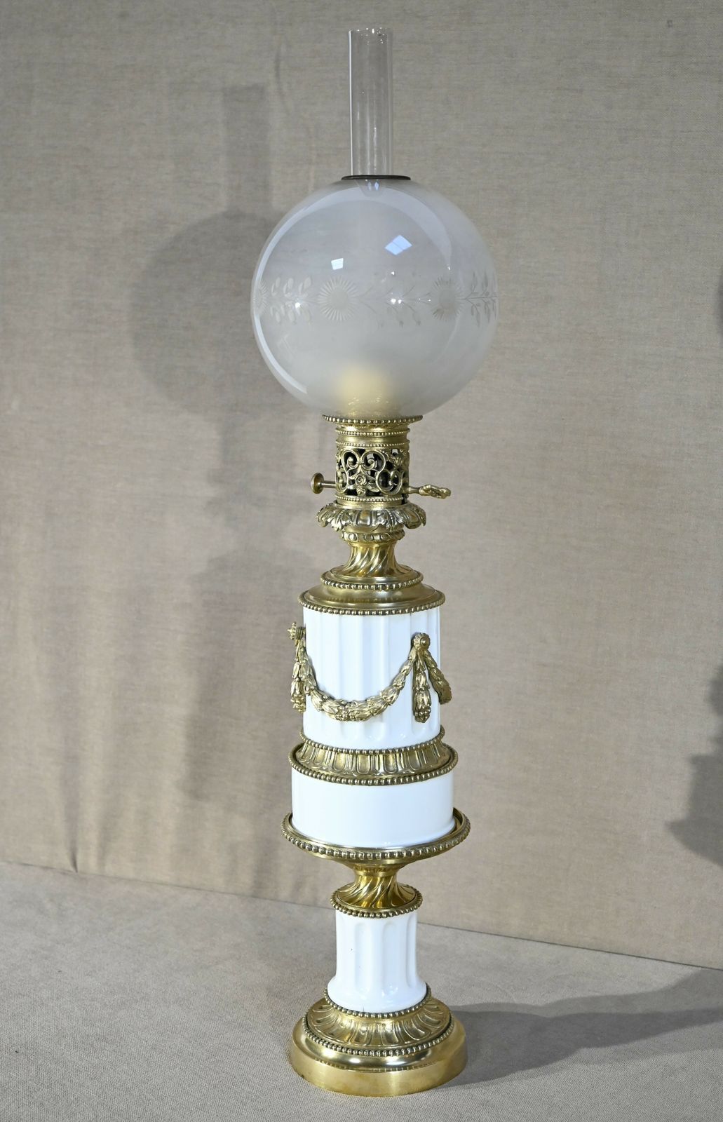 Ceramic Oil Lamp, Napoleon III Period   Mid 19th Century photo Lighting
