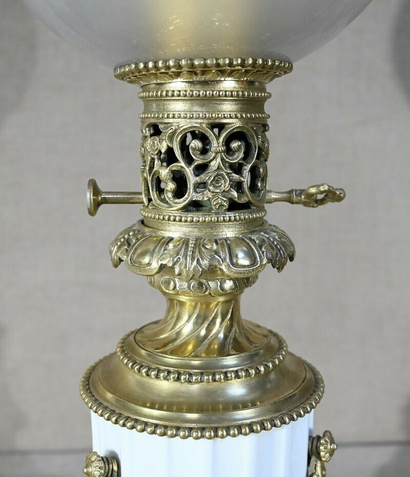 Ceramic Oil Lamp, Napoleon III Period   Mid 19th Century photo vintage