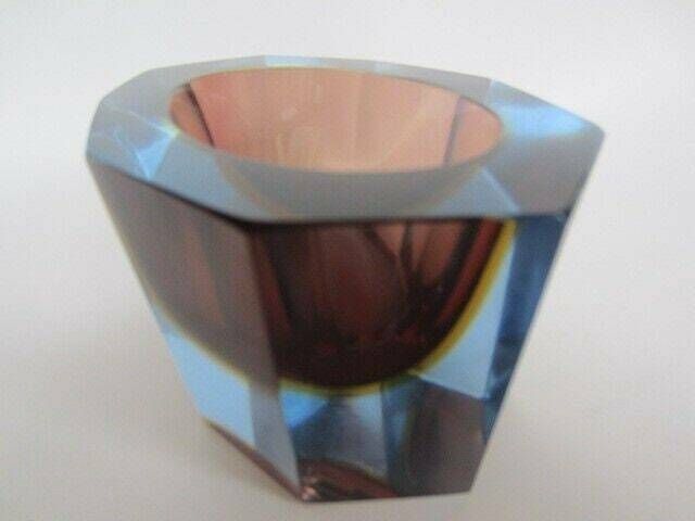 Murano Italian Glass Sommerso Faceted Sculptural Bowl By Flavio Poli 50/60s Rare photo for sale