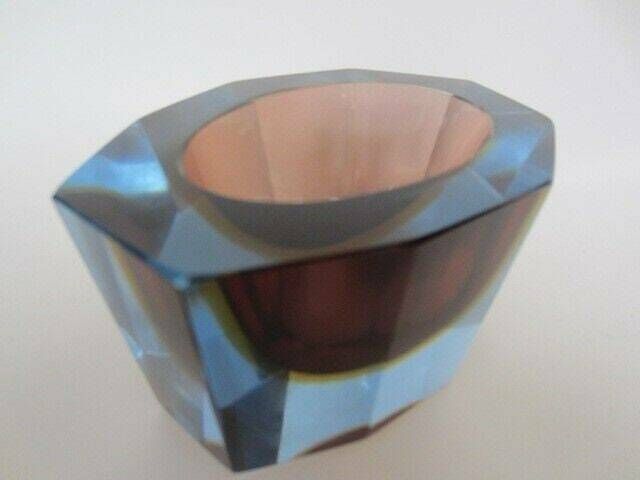 Murano Italian Glass Sommerso Faceted Sculptural Bowl By Flavio Poli 50/60s Rare photo 395.0