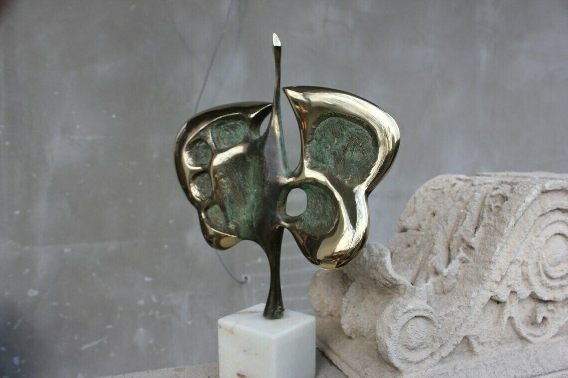 Bronze Bird Abstract Statue Signed Md Figurine Original Sculpture Wedding Couple Gift 50s Anniversary Gift 40s Birthday Gift photo buy
