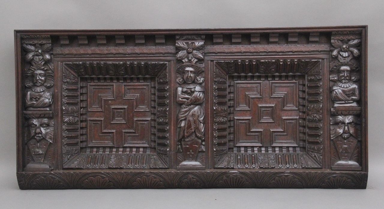 17th Century And Later Carved Oak Overmantle
