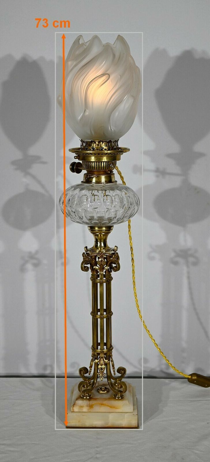 Important Electrified Oil Lamp In Brass And Onyx   Late 19th Century photo furniture