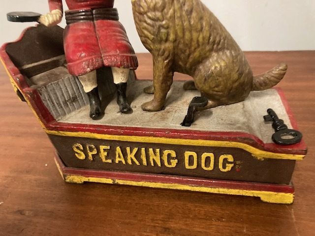 Antique Piggy Bank In Cast Iron From The Early 1900s American With Mechanical Action photo for sale