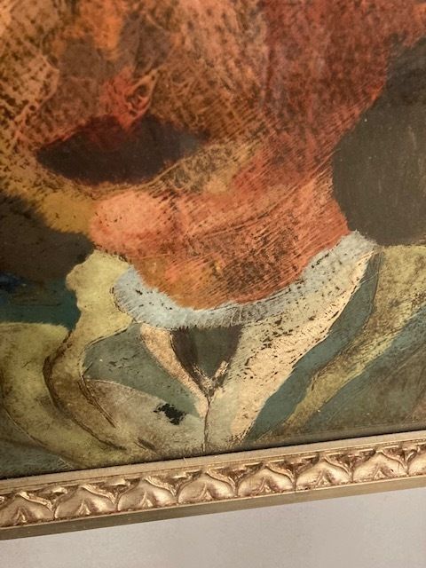 Painted Face Of A Girl Giuseppe Serafini Montelupo Fiorentino Oil On Cardboard photo Art