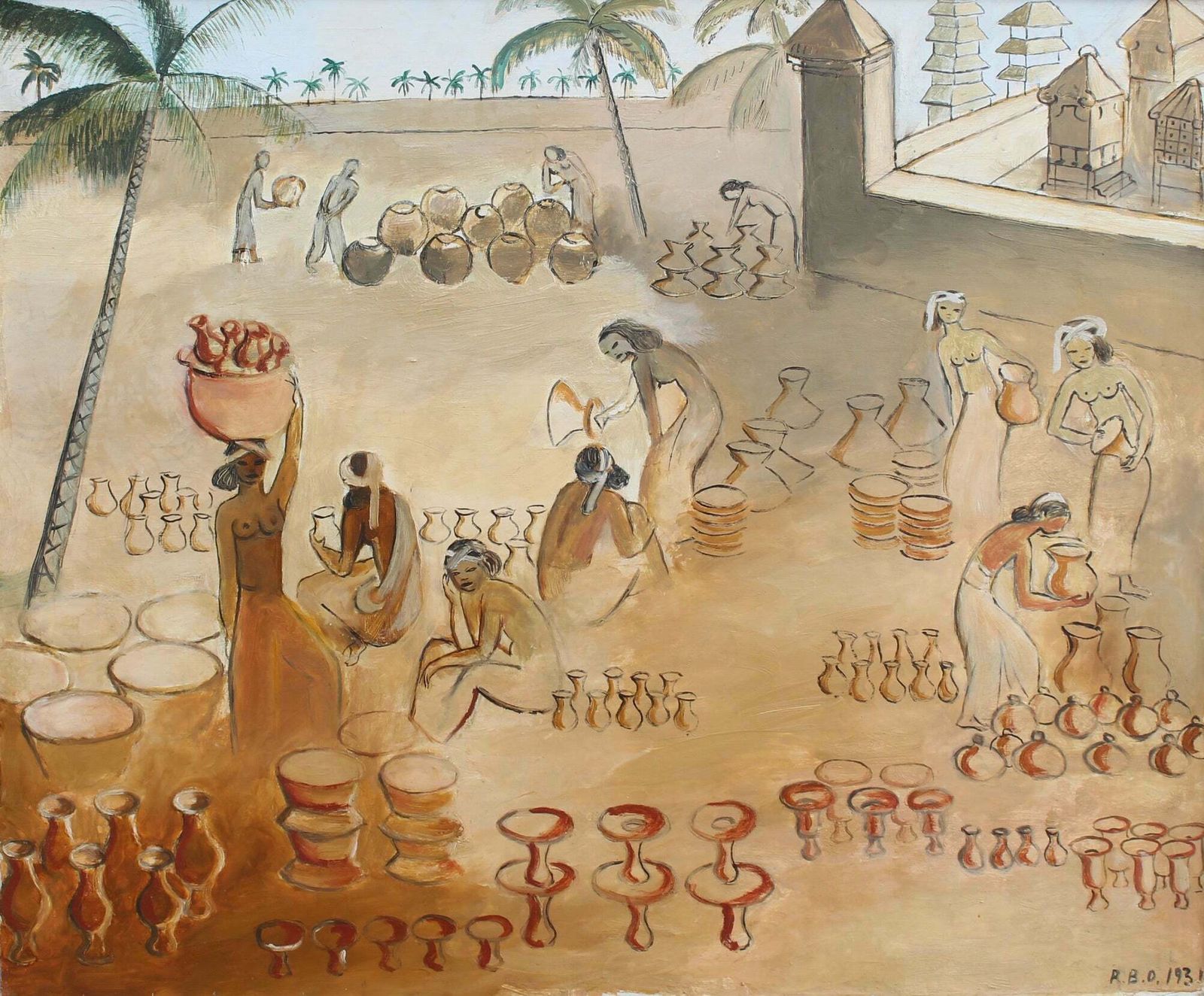 Balinese Pottery Market' By Régine Van Den Broek D'obrenan (1931) photo furniture