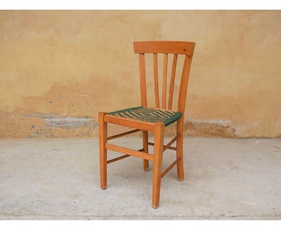 Cane Country Chair In Wood And Rattan photo vintage