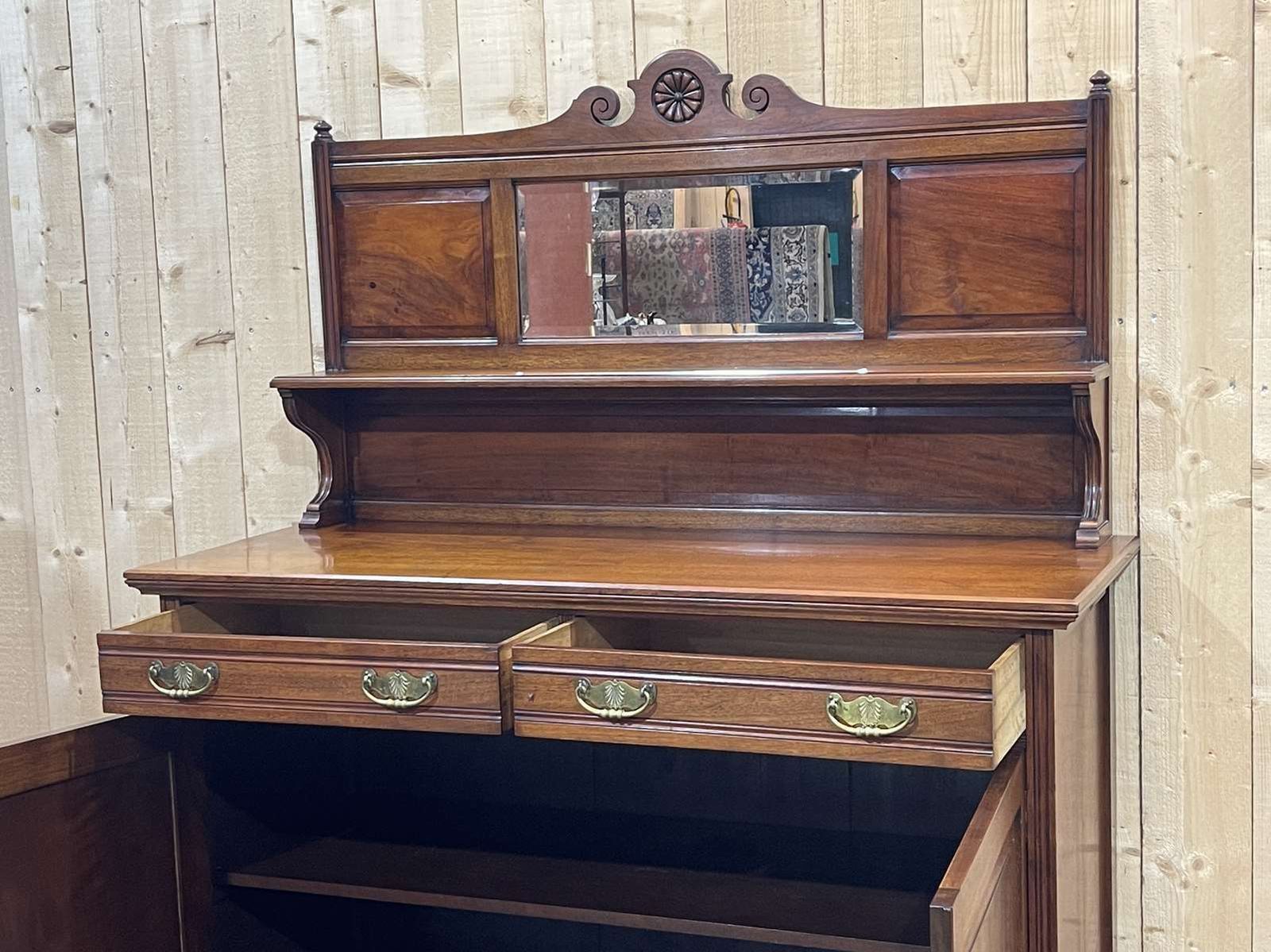photo for sale Early 20th Century English Art Nouveau Mahogany Sideboard