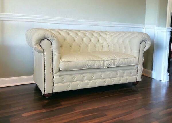 Flagship Prince Of Wales 2 Seat Sofa In Special White Leather