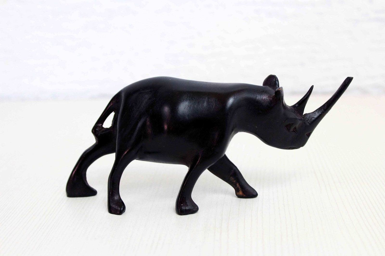 photo for sale Rhino Wooden Figurine 1970, 1970s