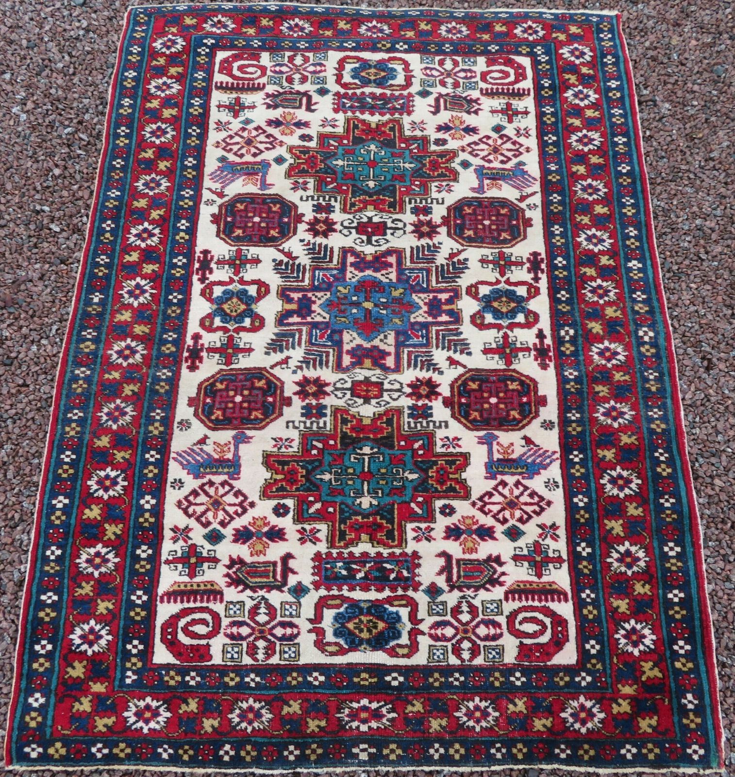 Antique Caucasian Erivan Armenian Rug. Plethora Of Tribal Motifs Including Snakes. 152cm X 112cm. photo for sale