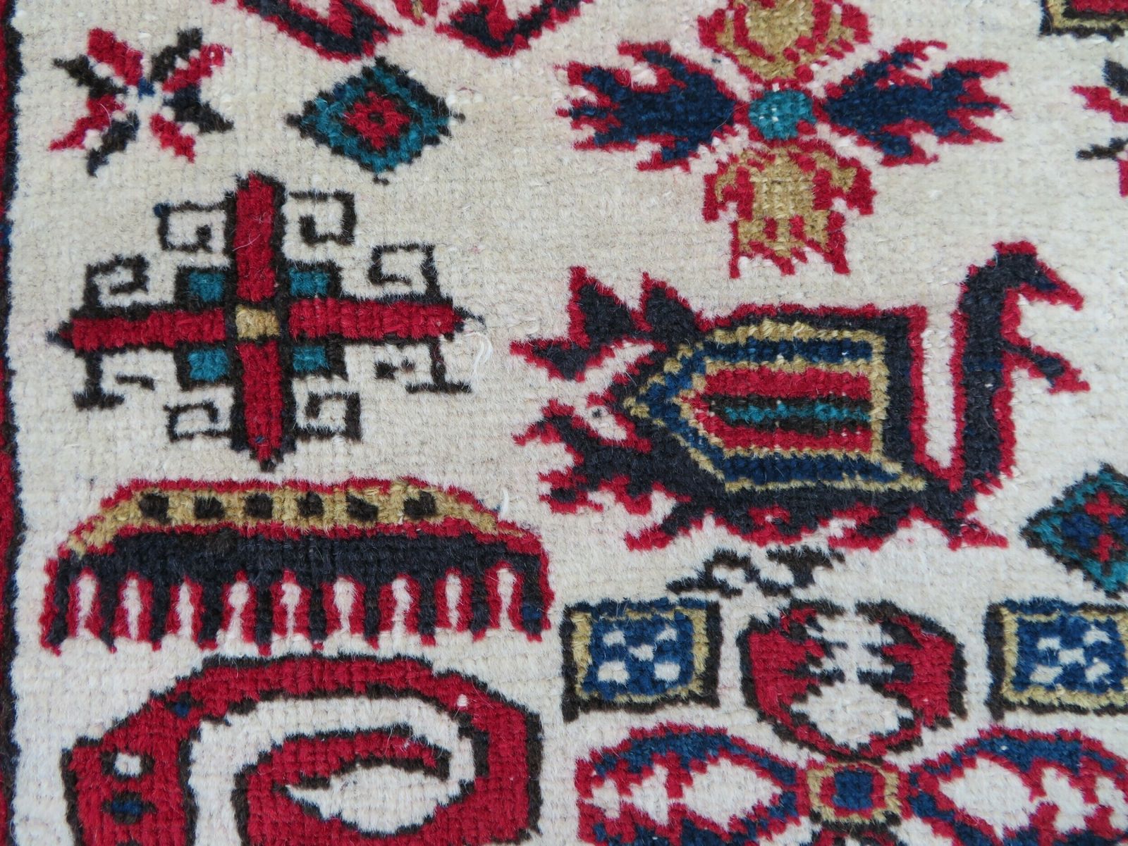 Antique Caucasian Erivan Armenian Rug. Plethora Of Tribal Motifs Including Snakes. 152cm X 112cm. photo buy