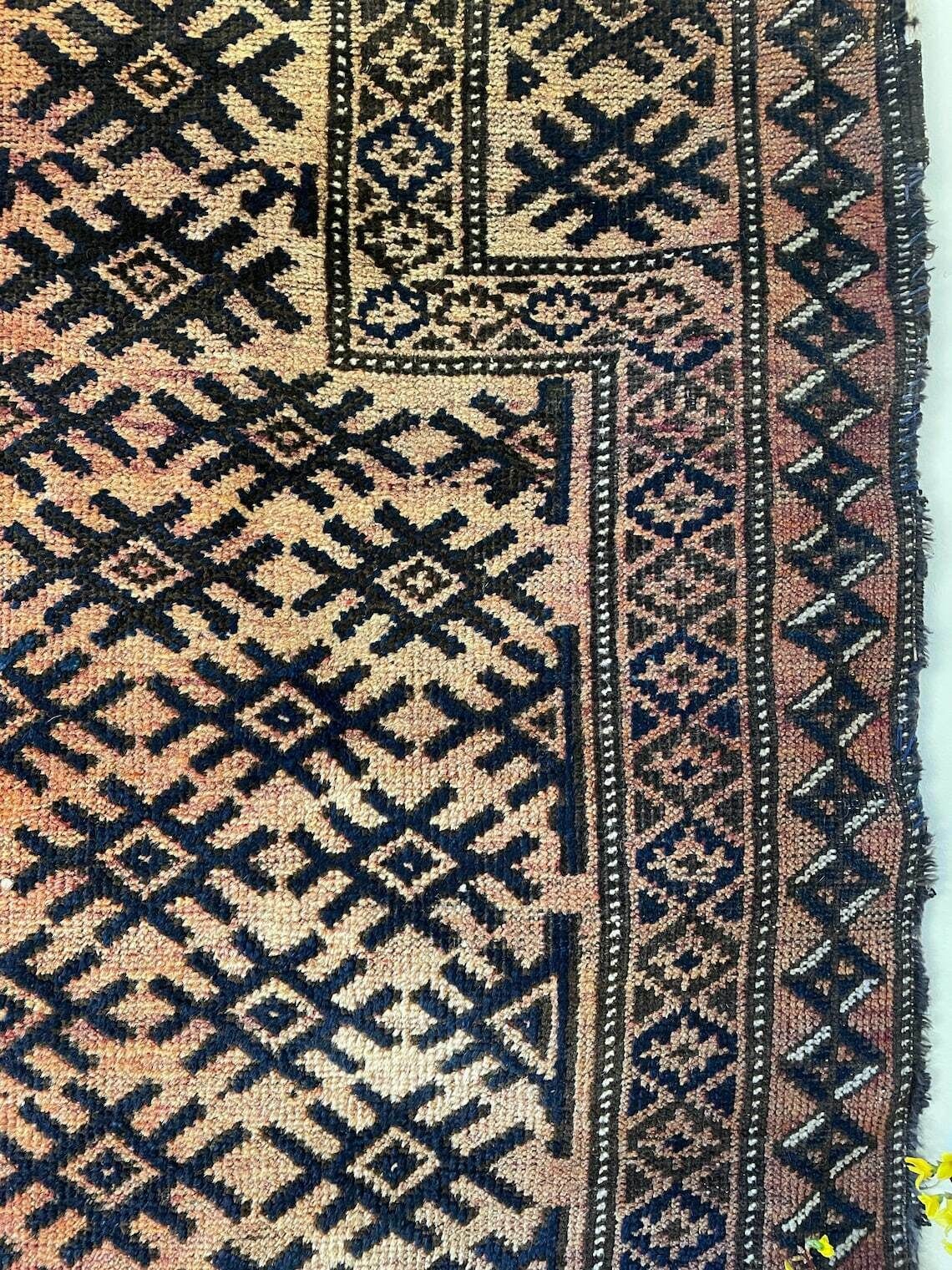 Medium Antique Afghan Rug 100% Wool Dating photo for sale