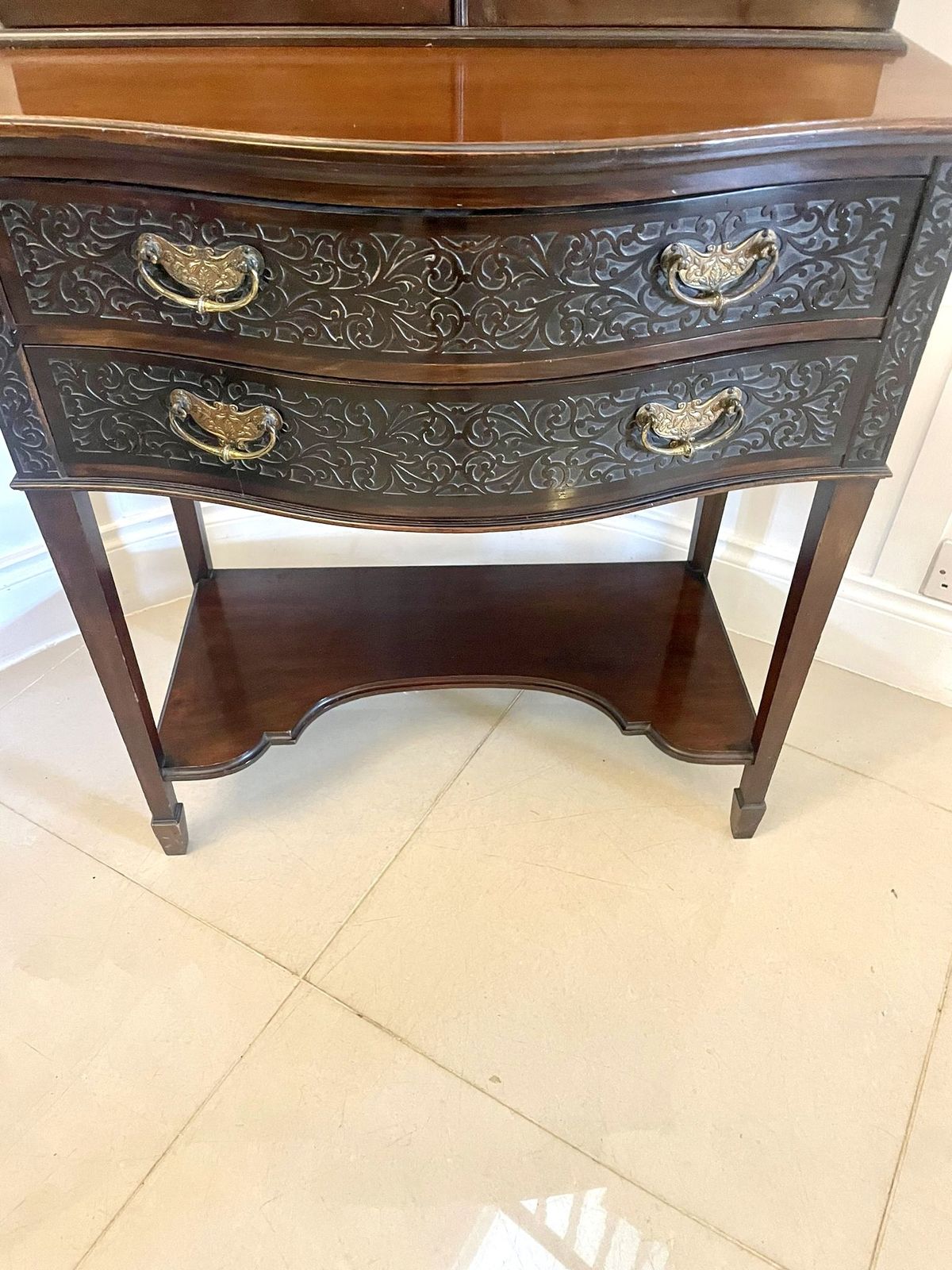 Antique 19th Century Quality Carved Mahogany Display Cabinet photo 1695.0