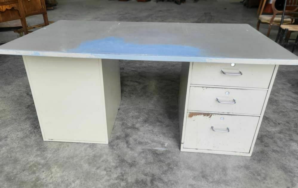 photo for sale Vintage Retro Industrial Metal Pedestal Desk 6 Drawers Partners Office Home