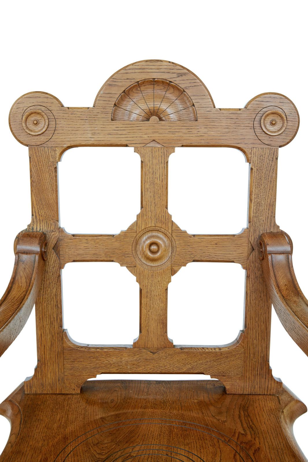 Late 19th Century Carved Oak Arts And Crafts Armchair photo Furniture