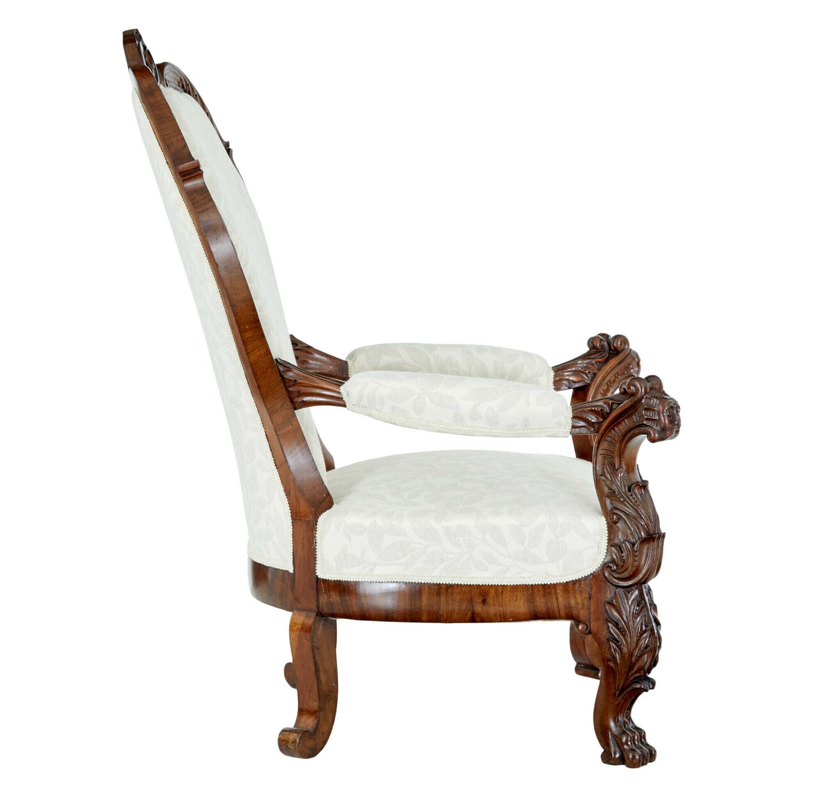 Mid 19th Century Carved Walnut Armchair photo for sale