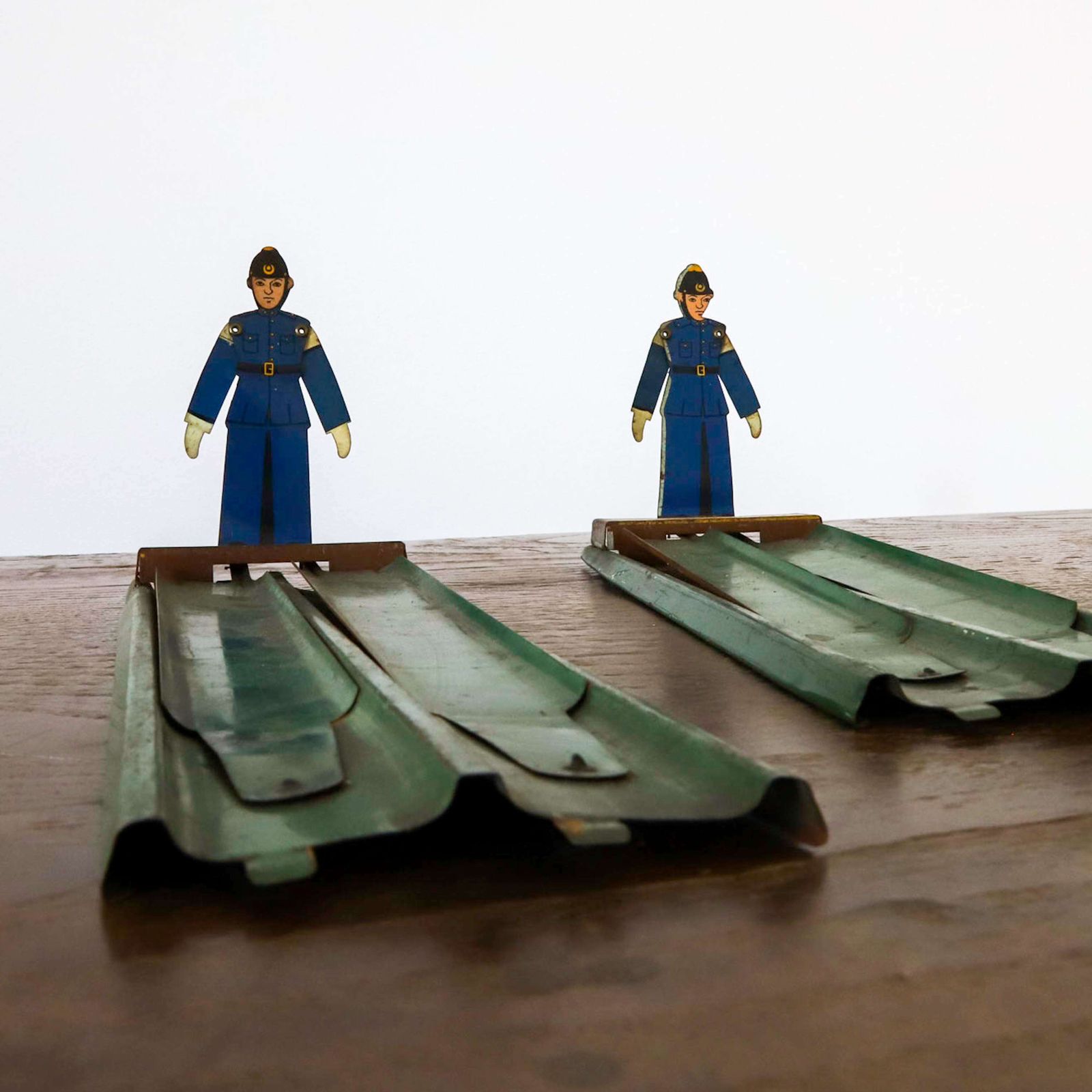photo furniture Pair Of English Mid Century Toleware Tin Plate Toys