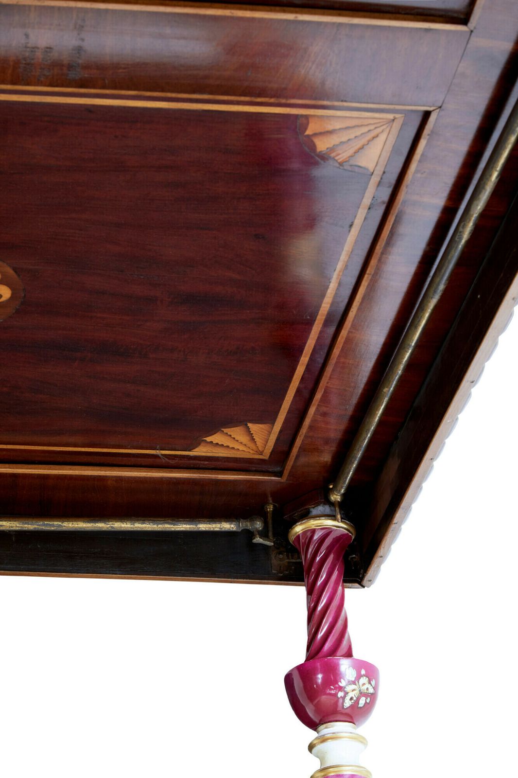 Rare 19th Century Mahogany And Porcelain 4 Poster Bed photo vinterior
