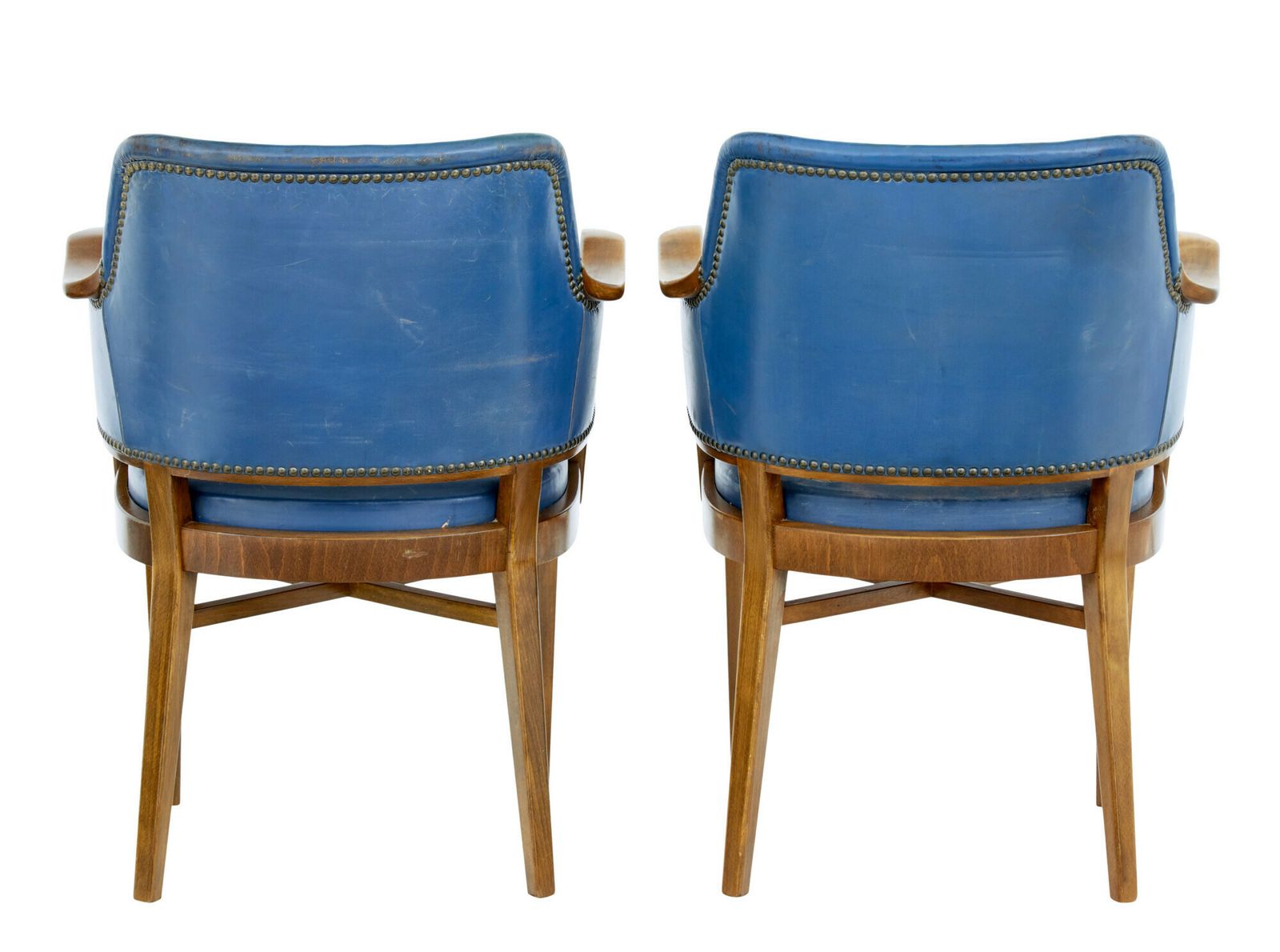 Pair Of Mid 20th Century Teak And Leather Armchairs photo 1205.0