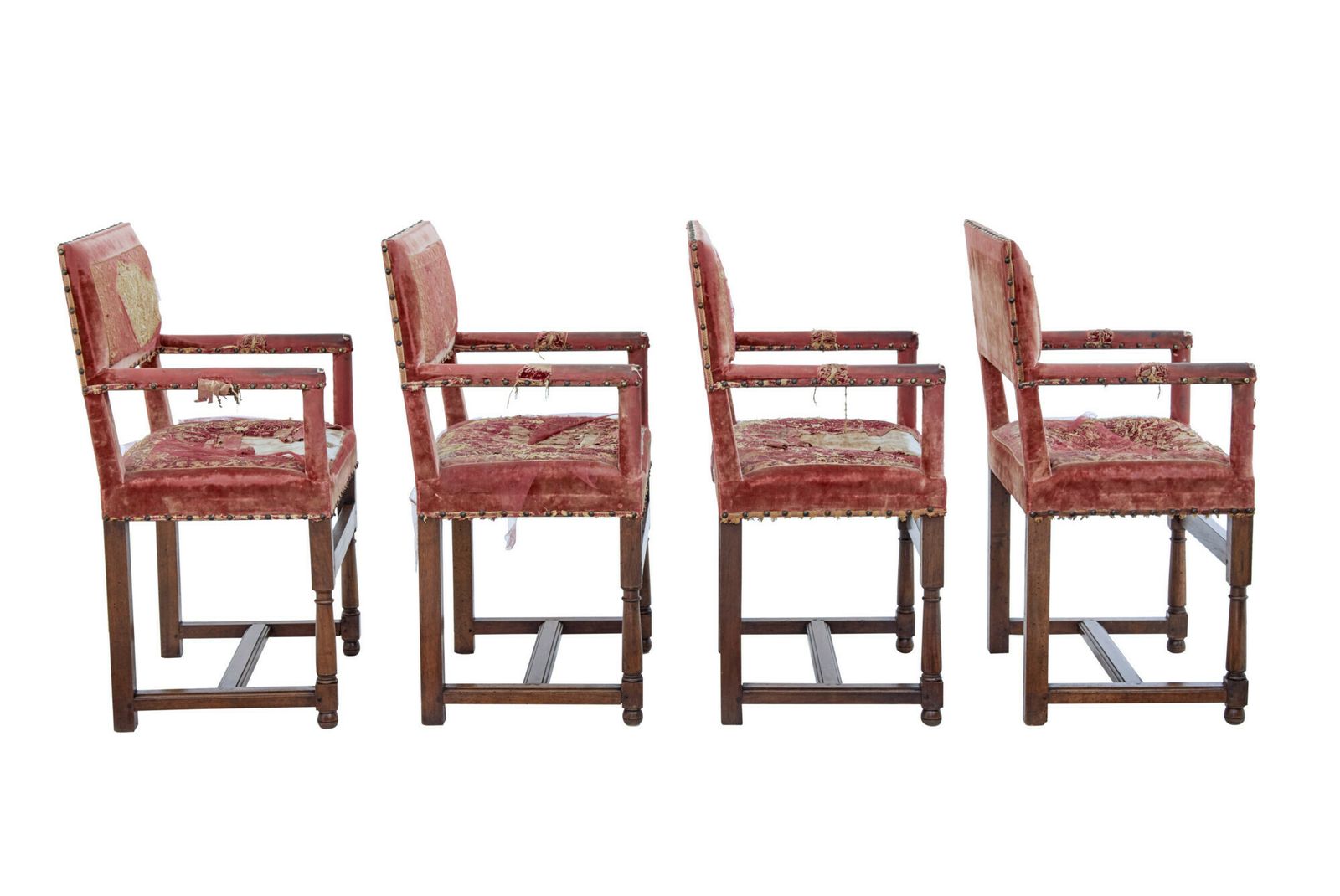 Set Of 4 19th Century Walnut Coronation Armchairs photo buy