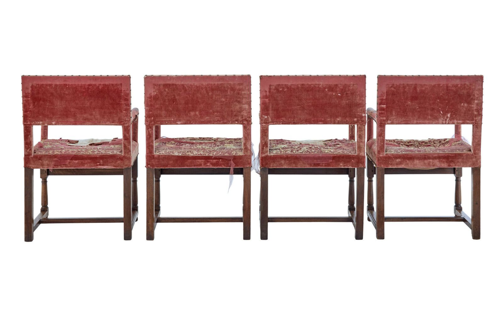 Set Of 4 19th Century Walnut Coronation Armchairs photo vintage