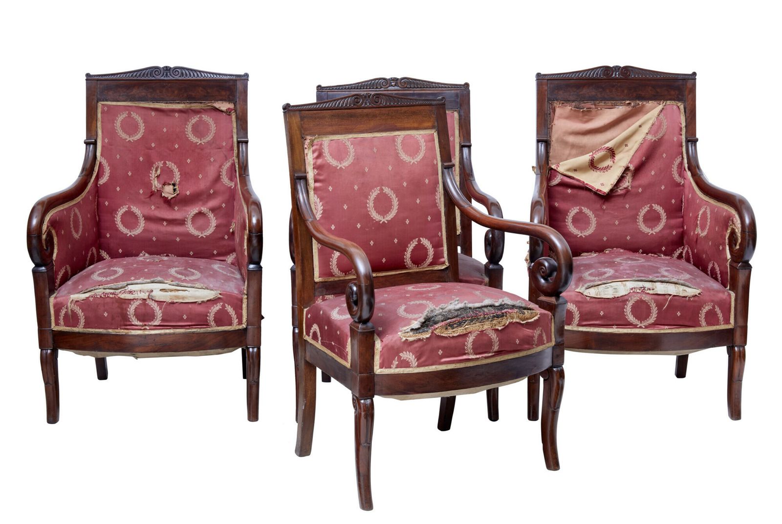 Set Of 4 Mid 19th Century Danish Mahogany Armchairs