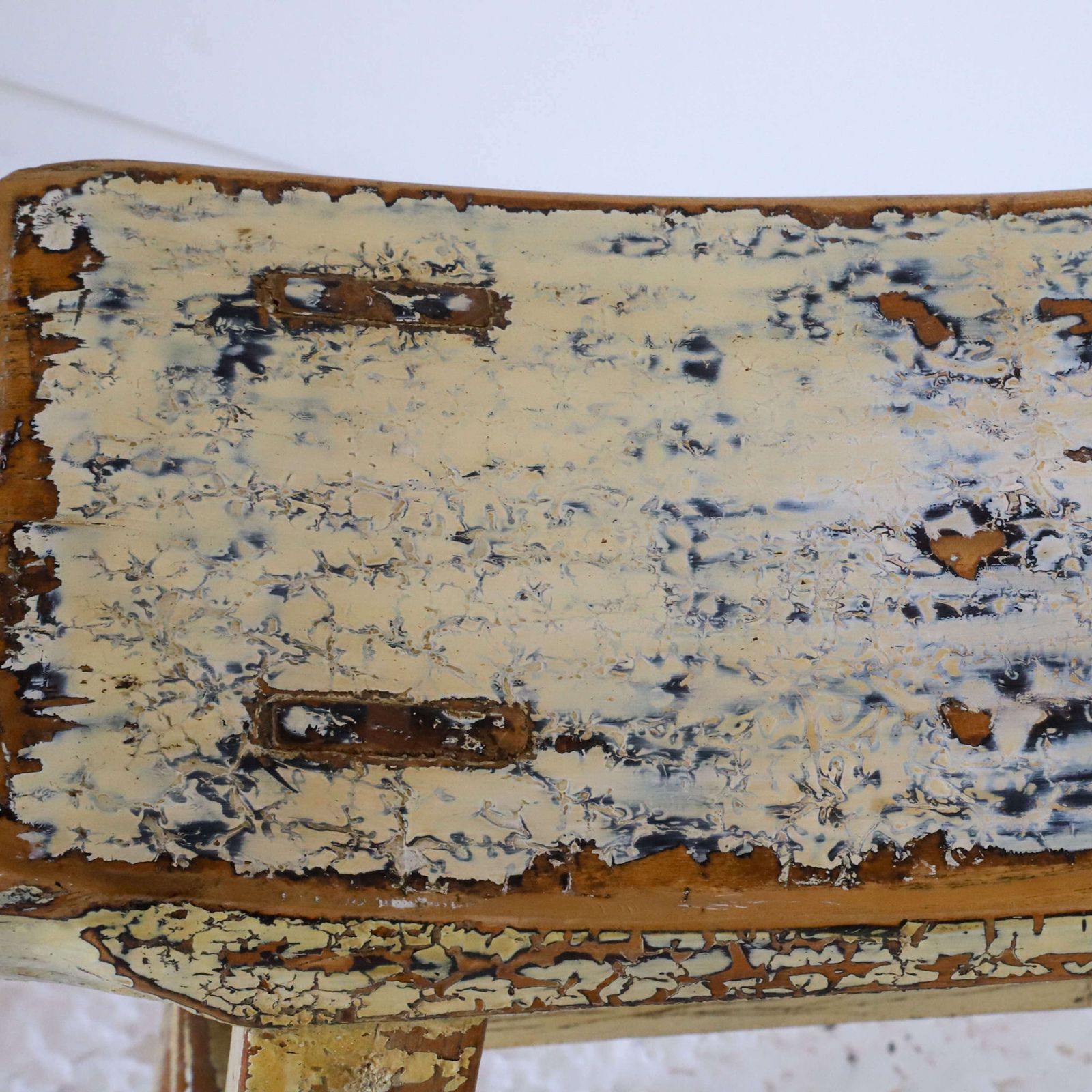 Chinese C1900 Original Finish Lacquered Elm Stool photo furniture