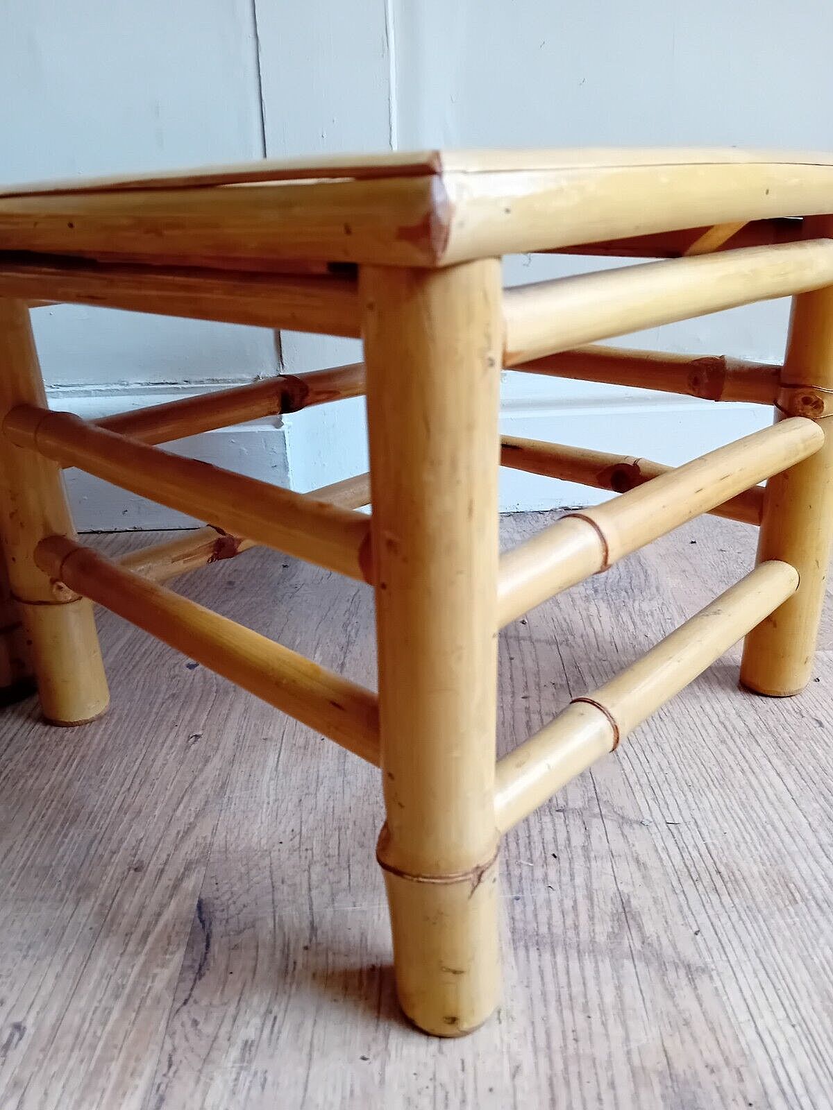 Original 1970's Mid Century Far Eastern Bamboo Boho Tiki Nest Of Tables photo vinterior