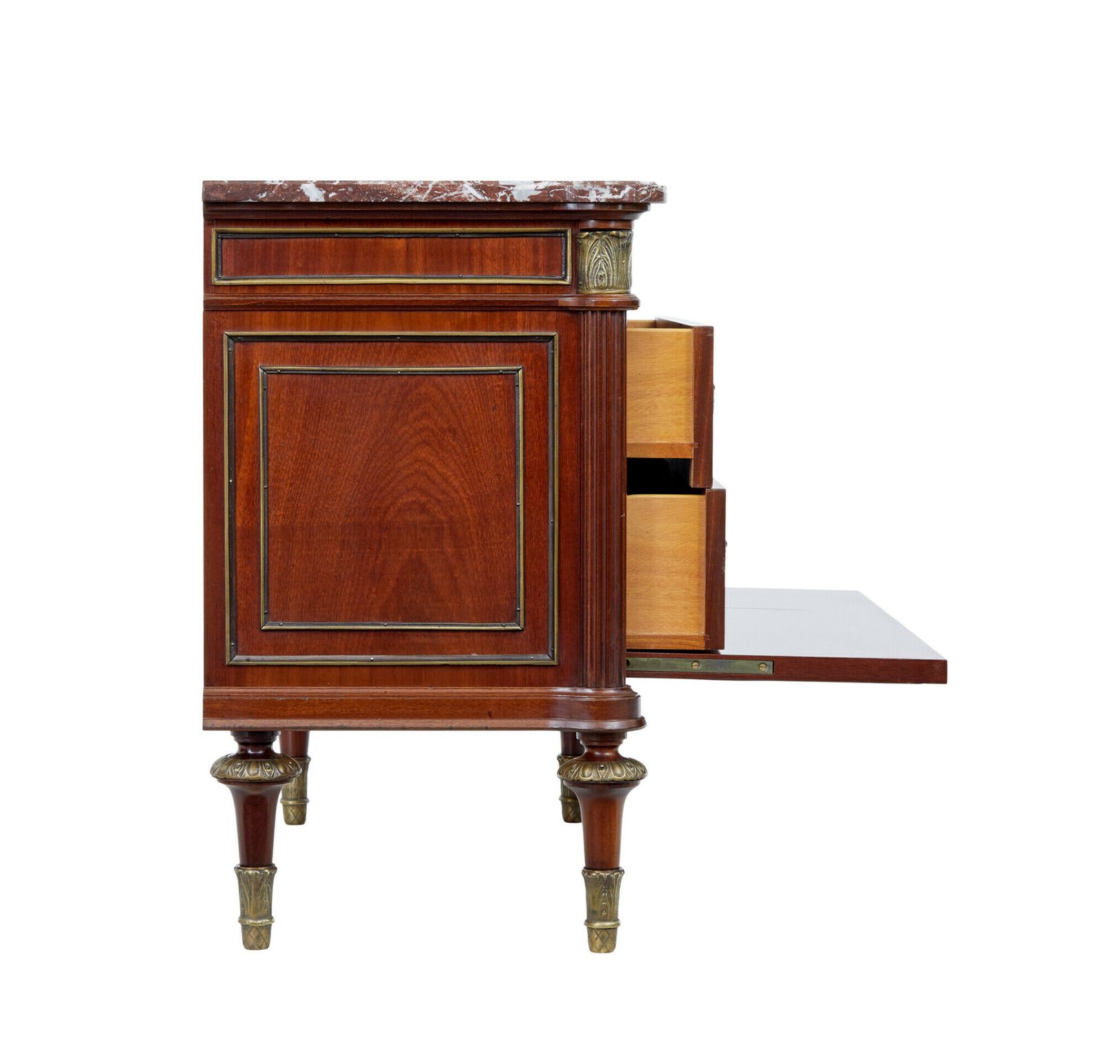 Mid Century Ornate Mahogany Marble Top Chest Of Drawers photo for sale