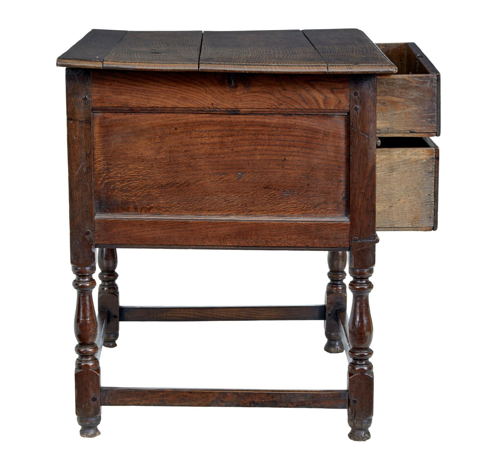 Early 18th Century English 2 Drawer Oak Side Table photo vinterior