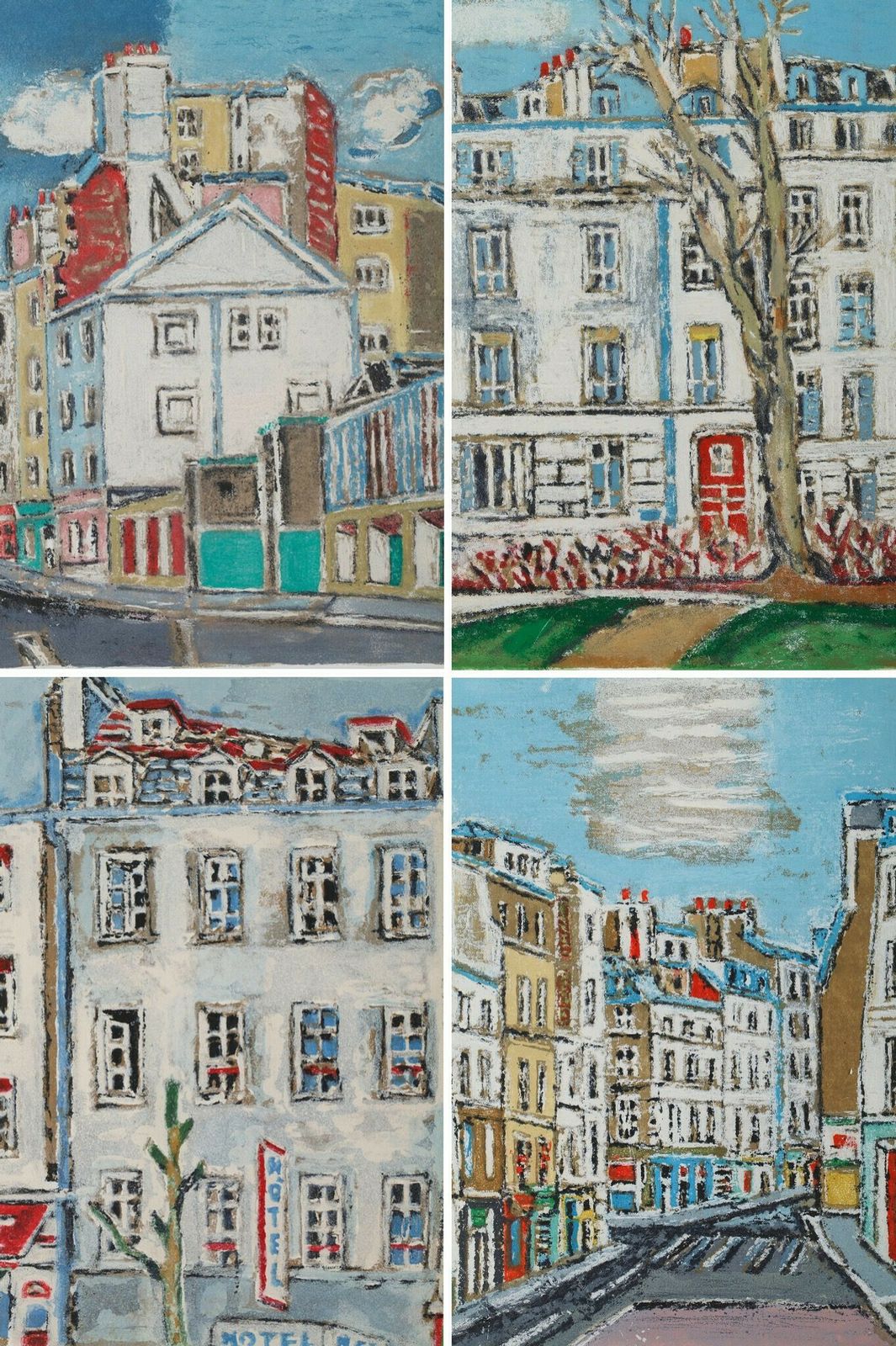 Set Of Four Framed Engravings Depicting The Arrondissements Of Paris