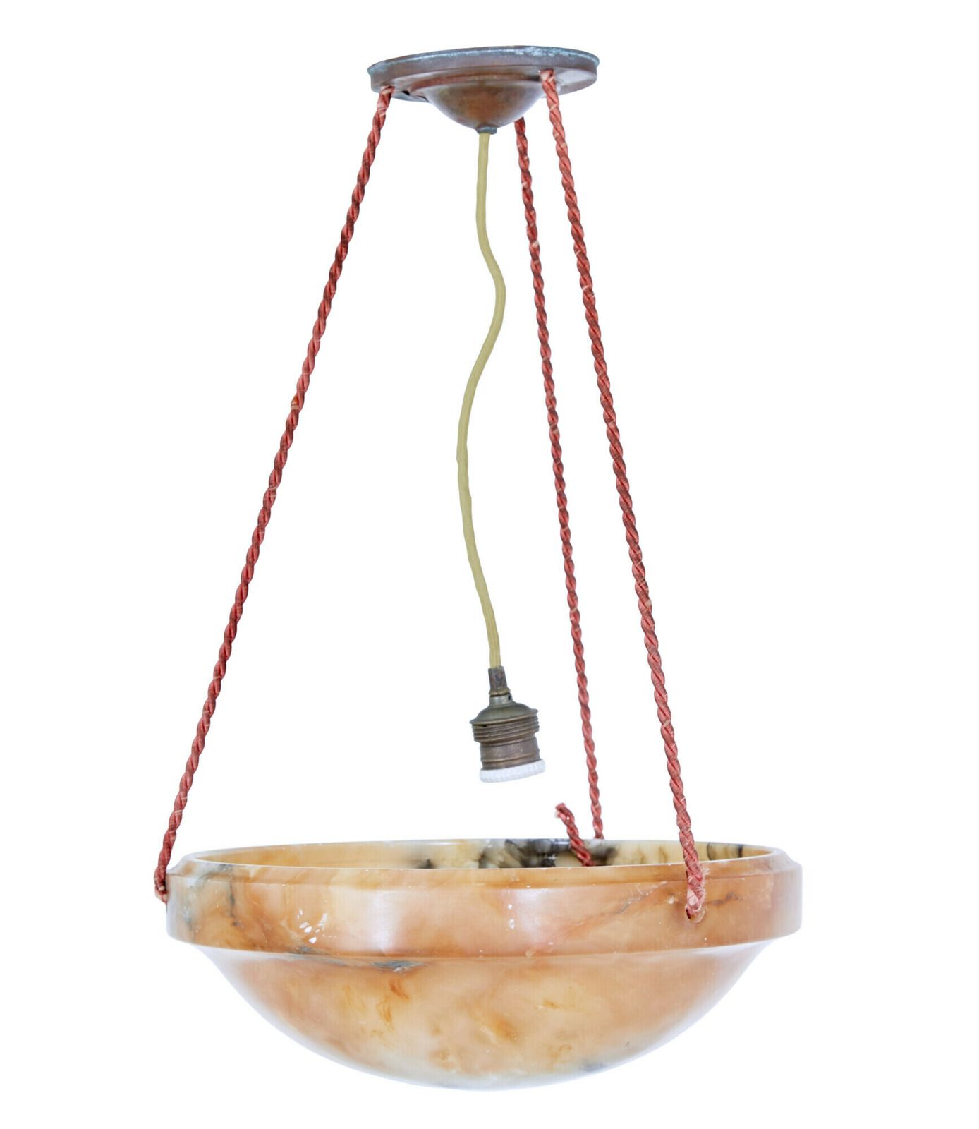 Art Deco Alabaster Hanging Dish Light