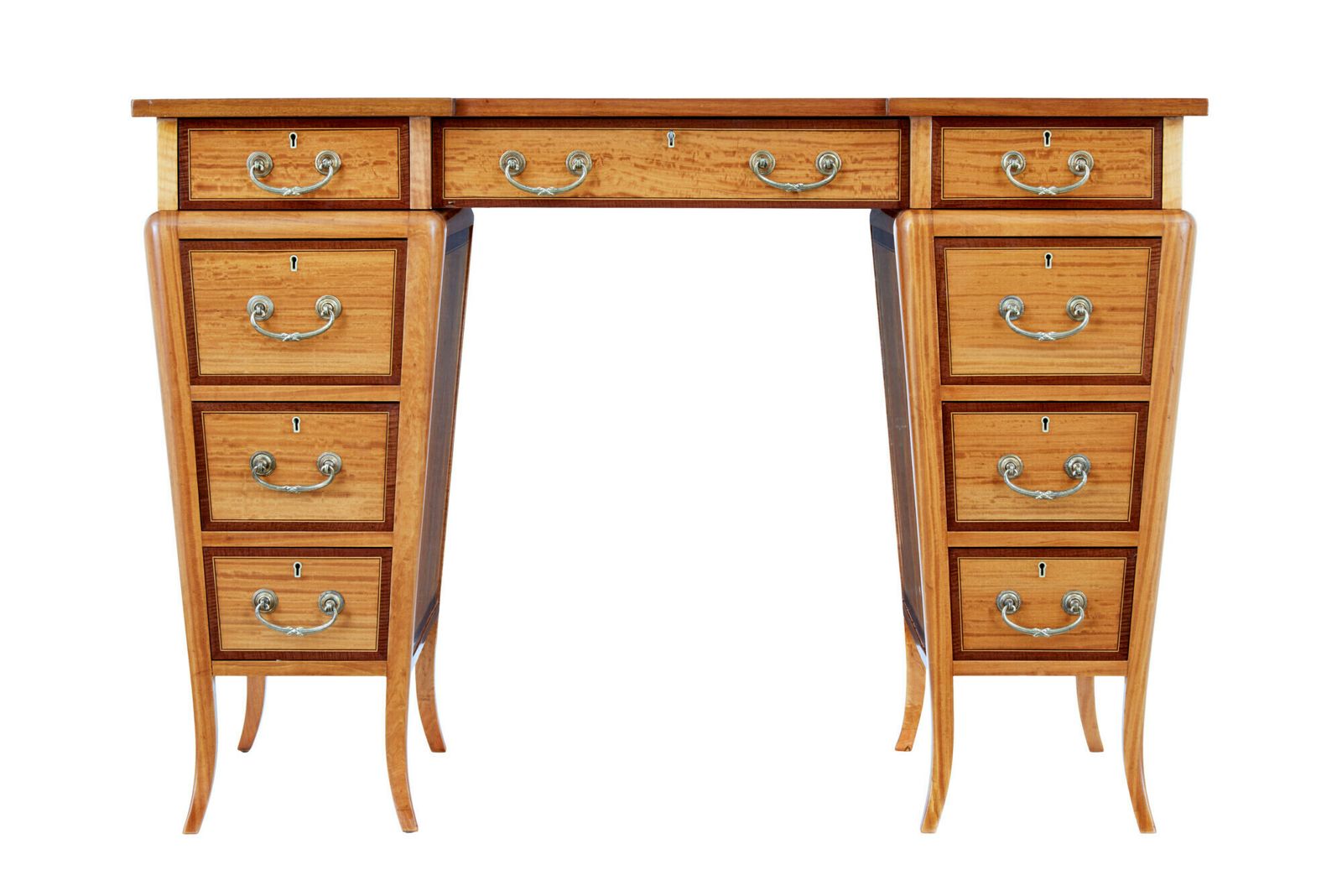 Early 20th Century Satinwood Sheraton Revival Desk photo vintage