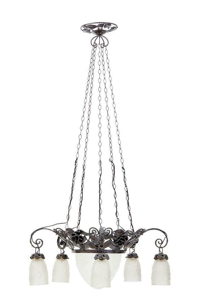 Large 20th Century Adjustable 5 Arm Chandelier