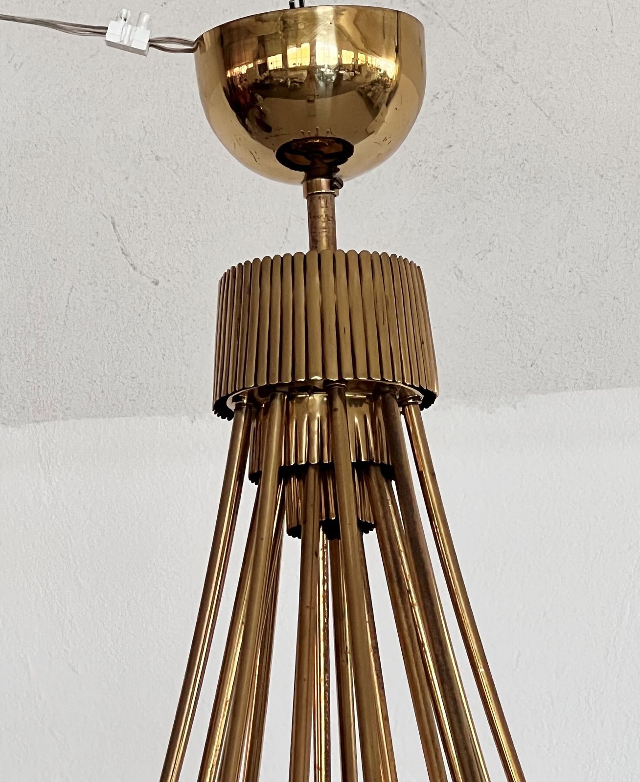 Italian Chandelier In Brass With 18 Lights, 1970s photo vintage