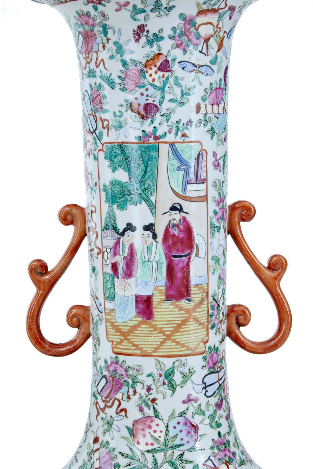 Pair Of Early 20th Large Chinese Cantonese Vase Lamps photo Lighting